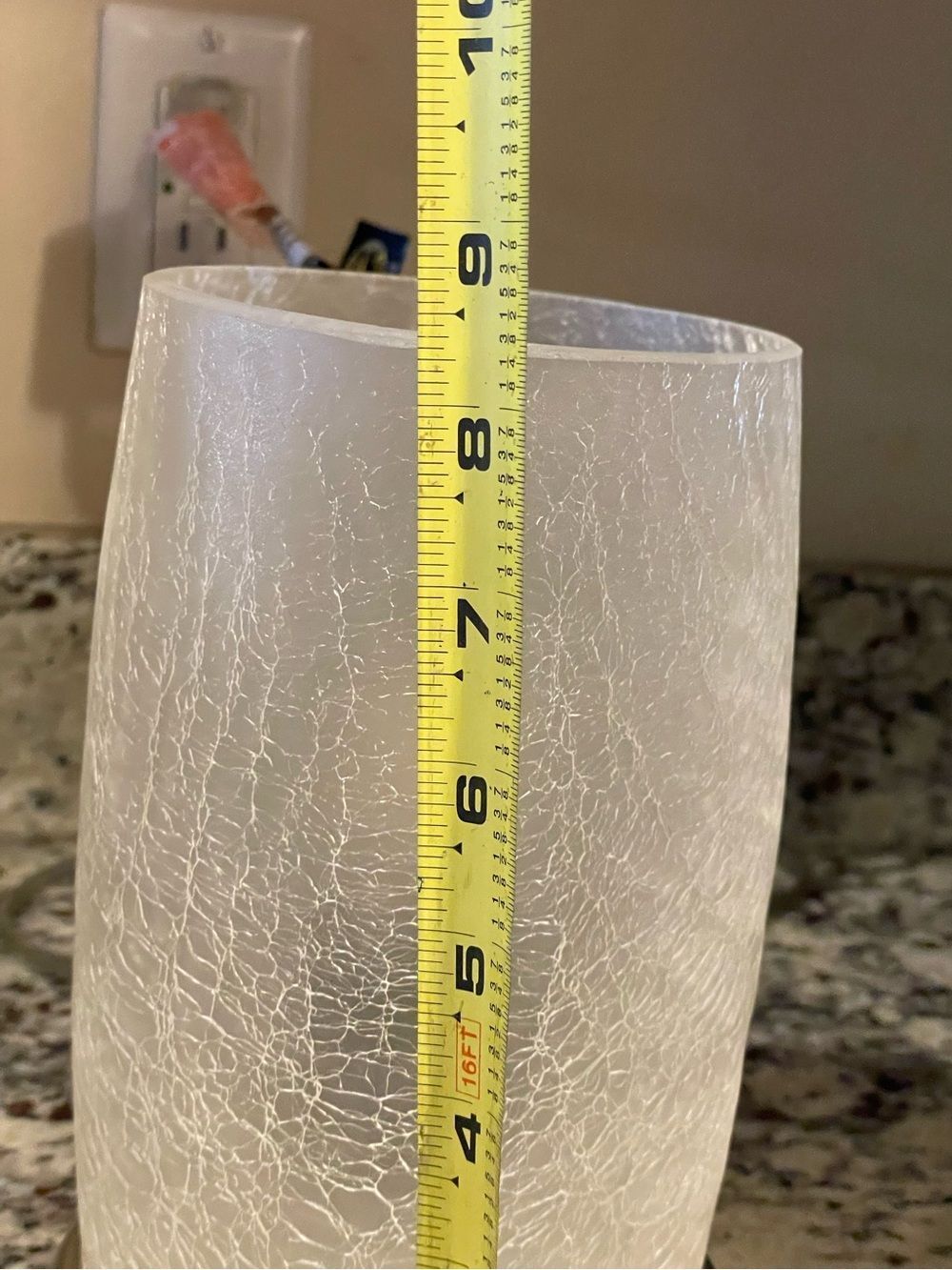 Modern Frosted Accent Table Lamp with Crackled Glass Shade & Brushed Nickel - Picture 7 of 16
